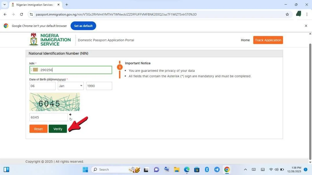 NIS NIN inputting image