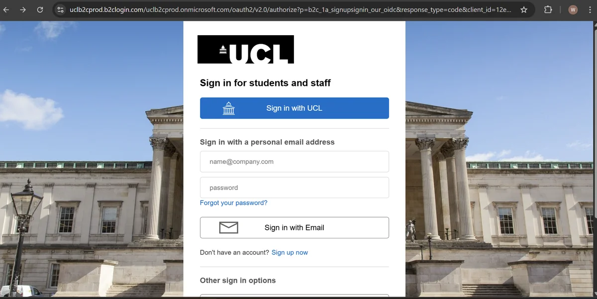 portico staff and student login page ucl